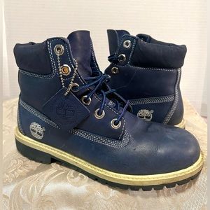 Timberland Navy Blue Leather Waterproof Work‎ Boots Size 5M
